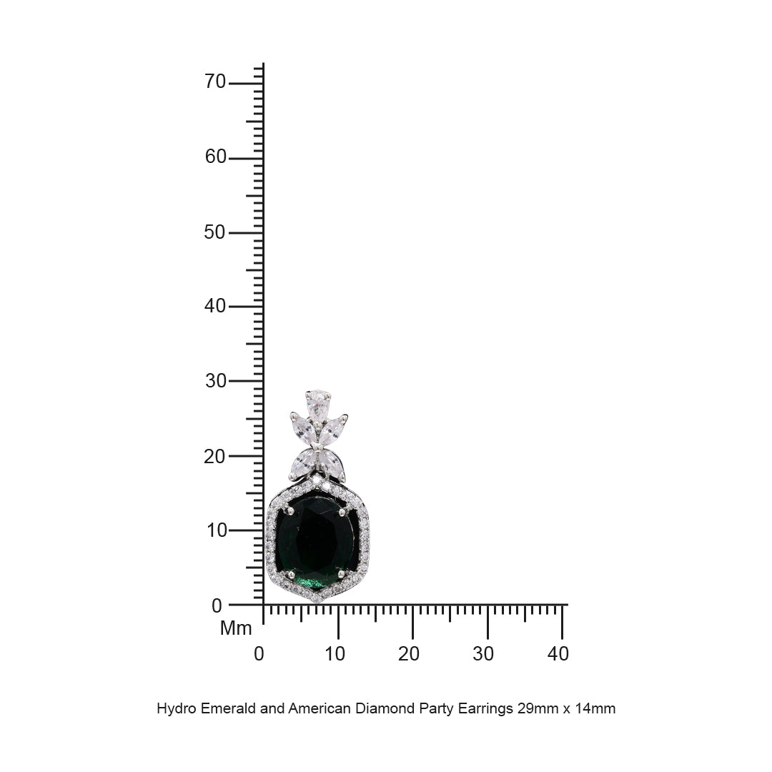 Hydro Emerald and American Diamond Party Earrings