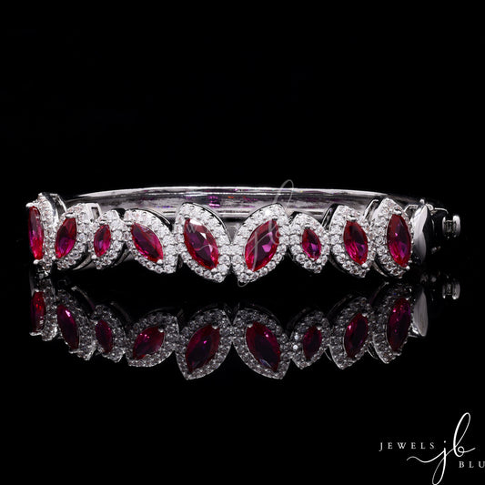 Ruby Marquise and American Diamond Nancy Openable Kada Bracelet