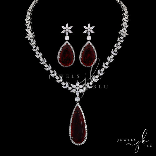 Ruby Delcy American Diamond Cocktail Necklace Set