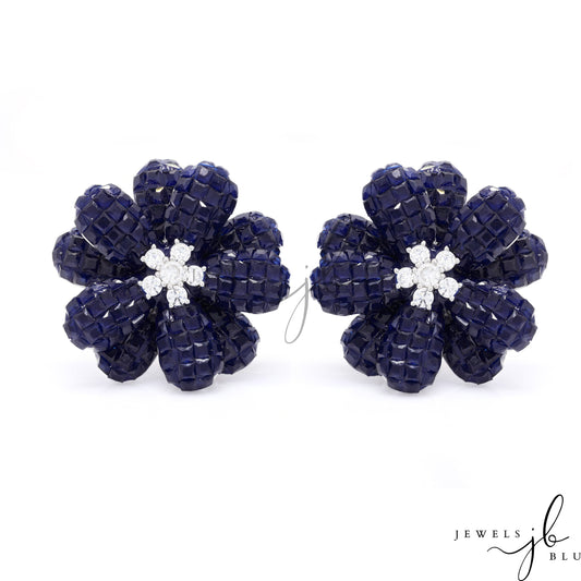 Invisible Setting Premium Floral Norah Statement Studs