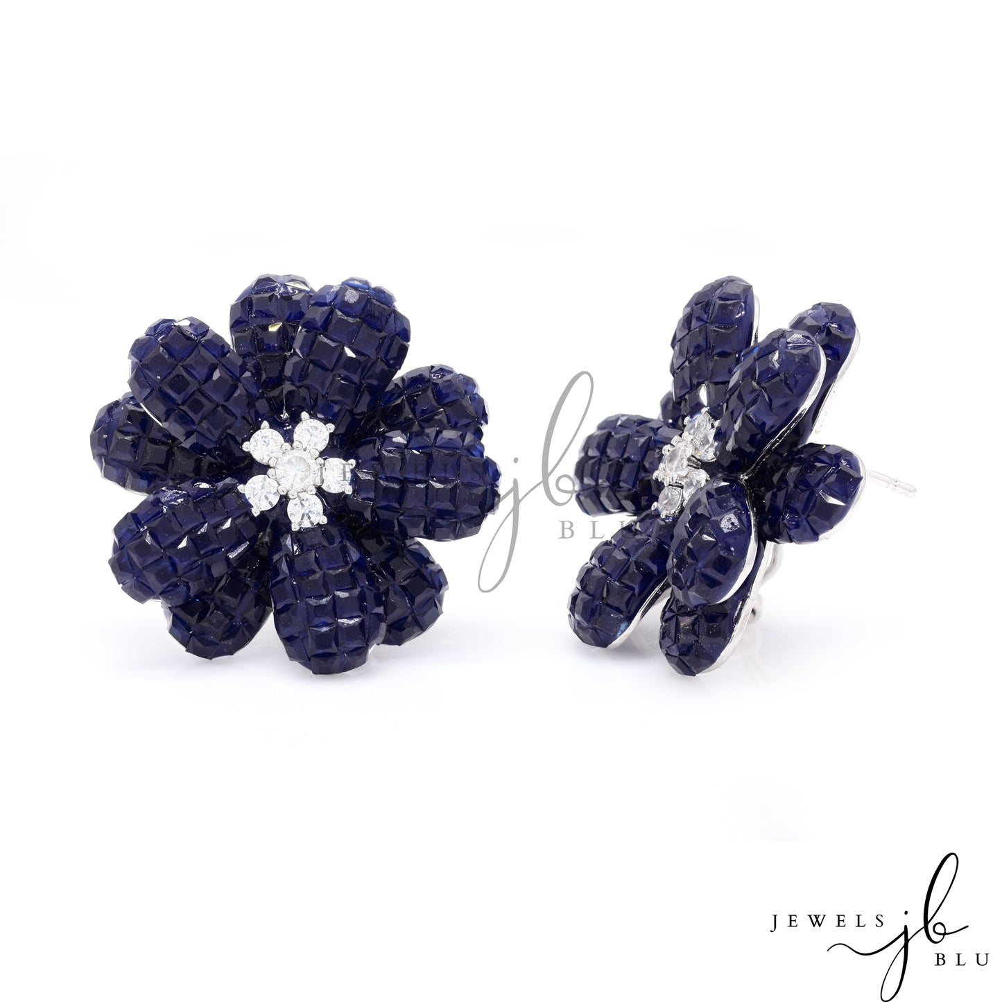 Invisible Setting Premium Floral Norah Statement Studs