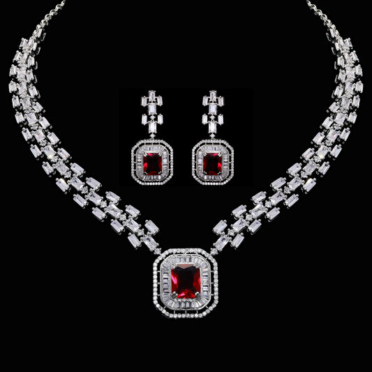 Alyna Square Drop Necklace Set