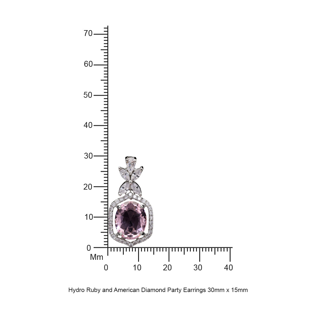Hydro Ruby and American Diamond Party Earrings