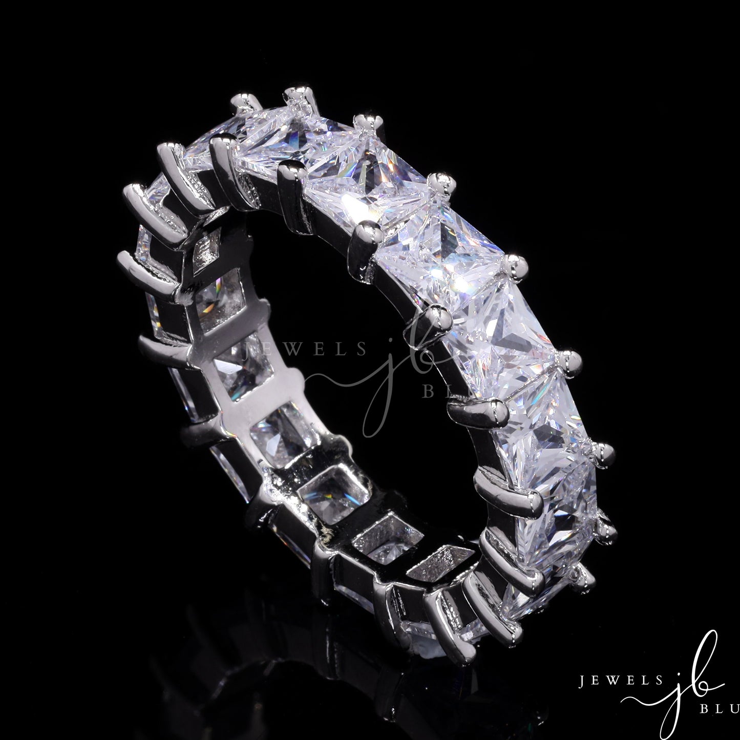 American Diamond Princess Cut Solitaire Zia Ring