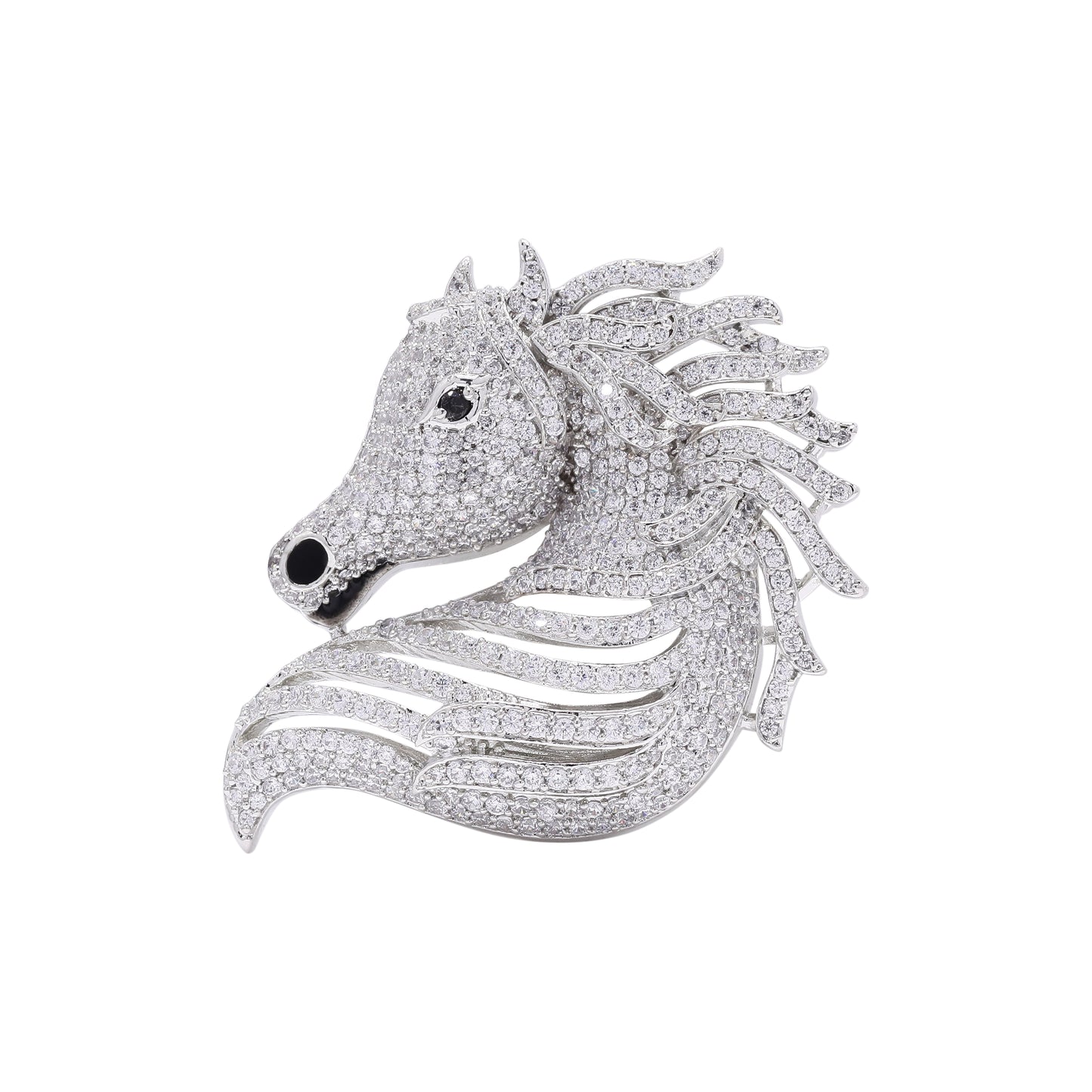 Micro Setting Diamond Studded Lucky Horse Unisex Brooch for Men and Women