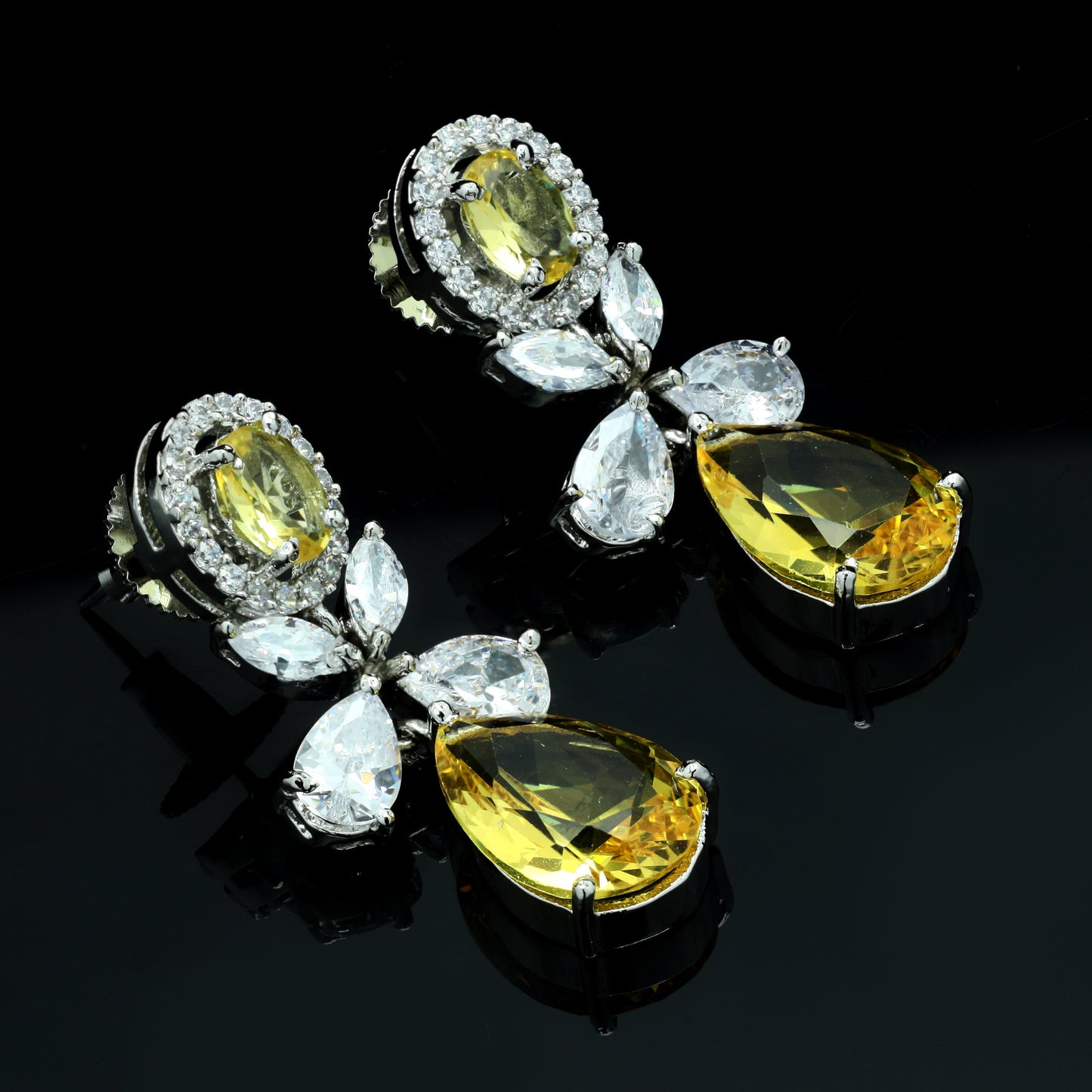 Alloha Diamond Yellow Crystal Diva Danglers Earrings