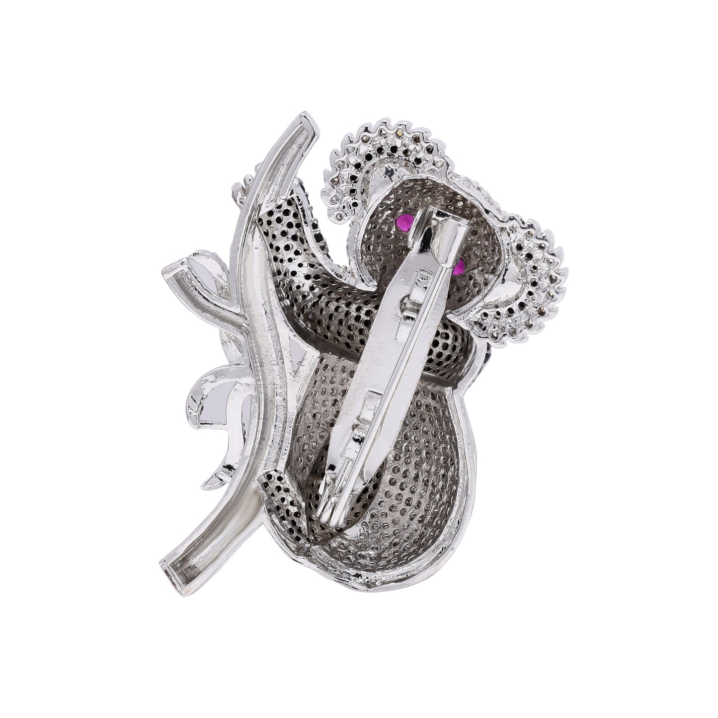 Micro Setting Black  Diamond Studded Koala Bear Unisex Statement Brooch for Men and Women with Ruby Dt