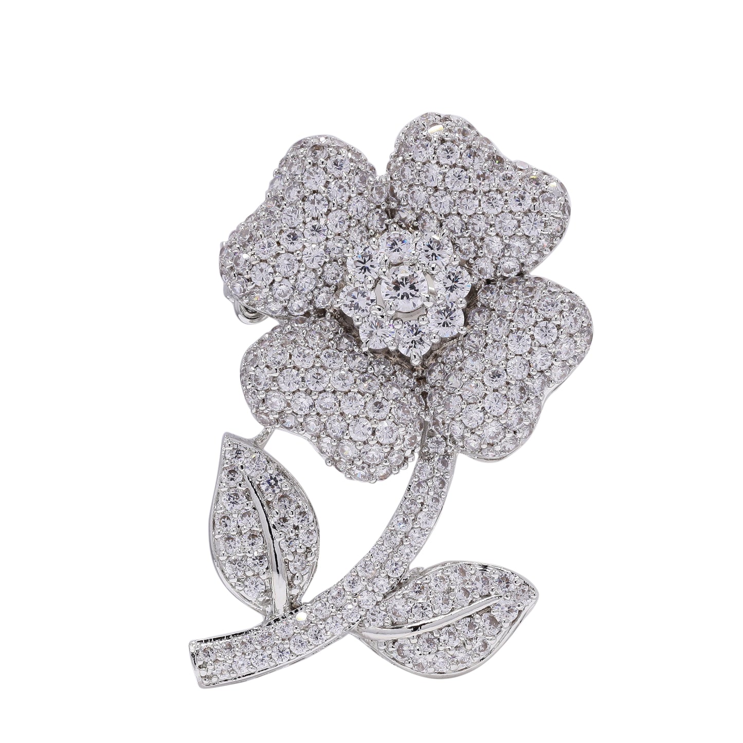 Micro Setting Diamond Studded Unisex Flower Brooch for Men and Women