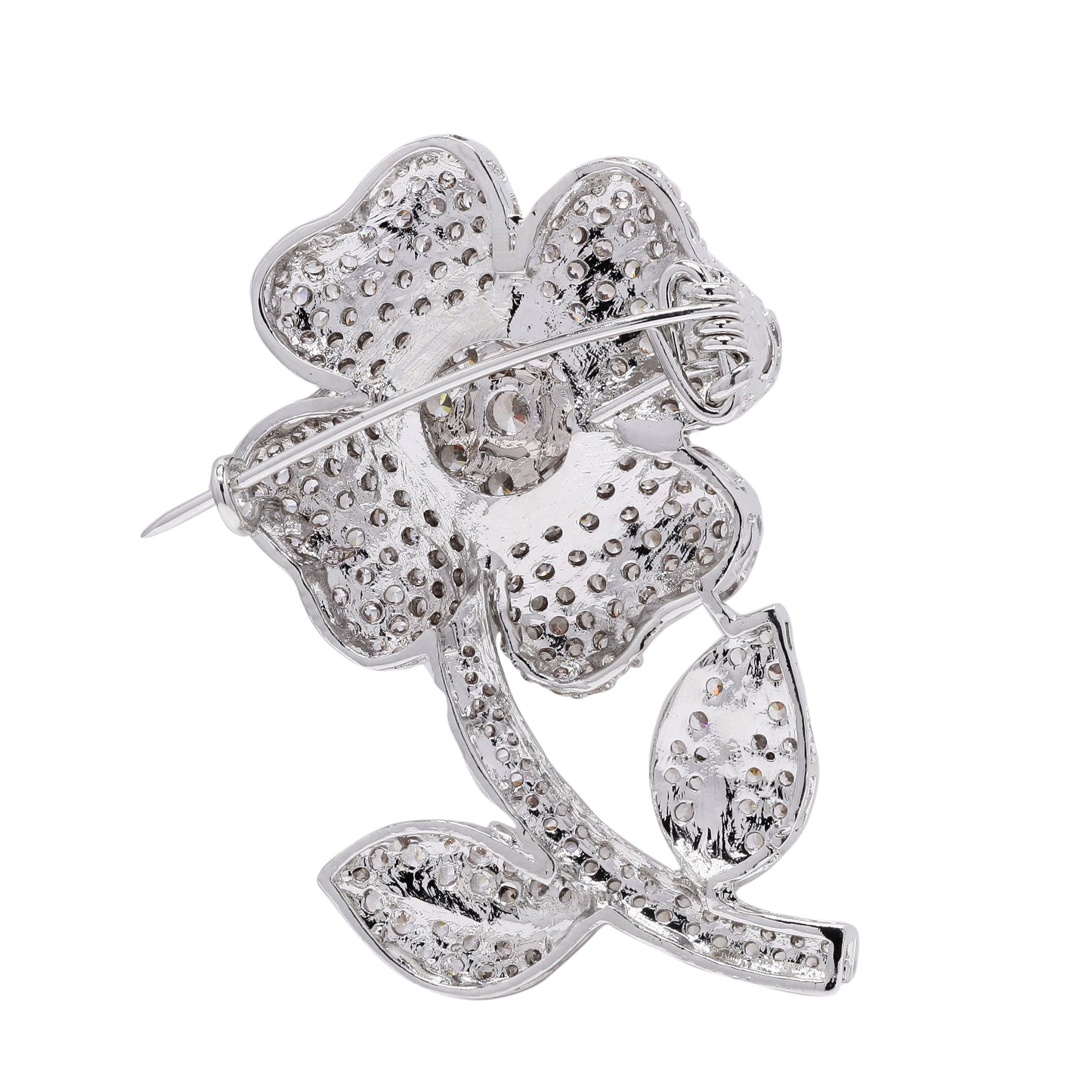 Micro Setting Diamond Studded Unisex Flower Brooch for Men and Women