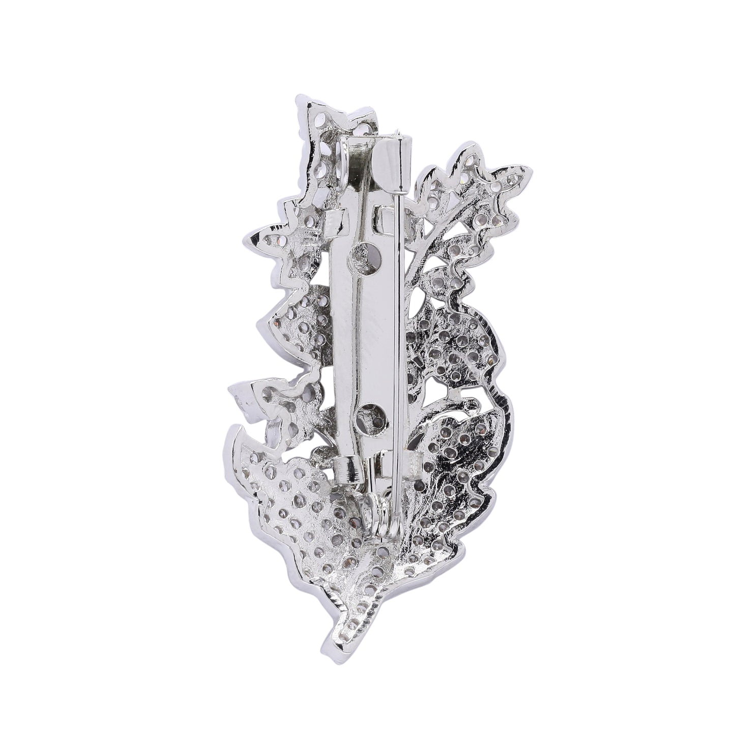 Diamond Studded Intricate Floral Unisex Brooch for Men and Women