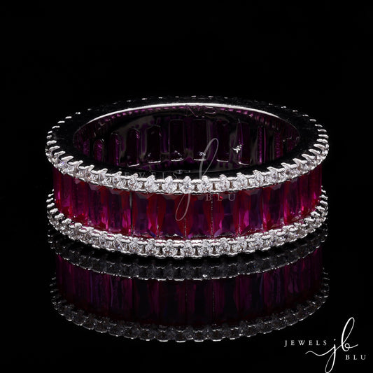 Ruby Baguette and American Diamond Jeremy Premium Ring