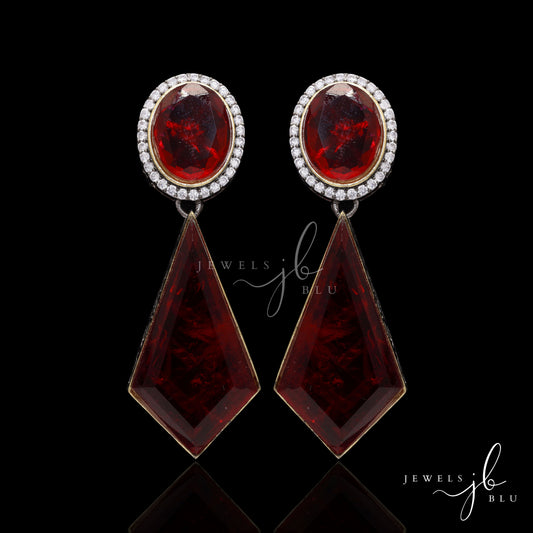 Premium Hydro Ruby Eliza Danglers with Back Diamond Handwork