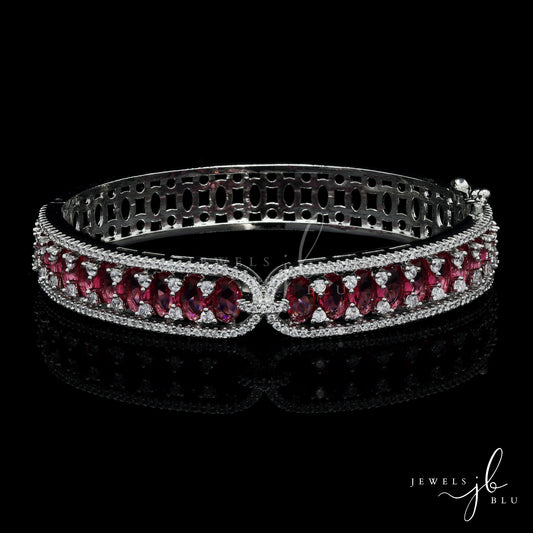 American Diamond Ruby Rosy Openable Kada Bracelet