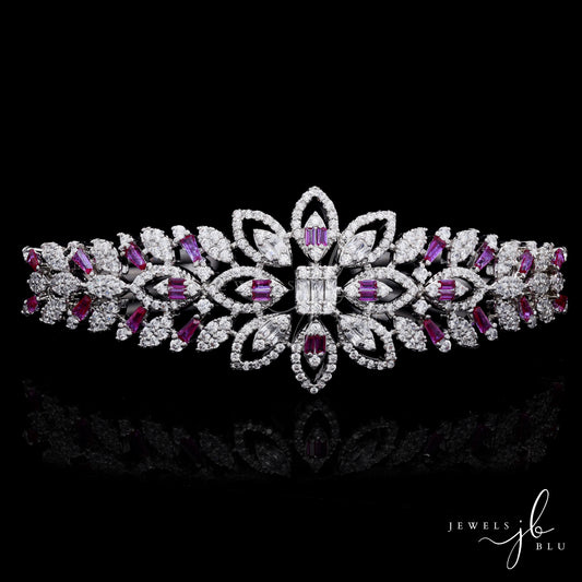 Premium Octa Setting Hydro Ruby Broad Bridal Zina Openable Kada Bracelet