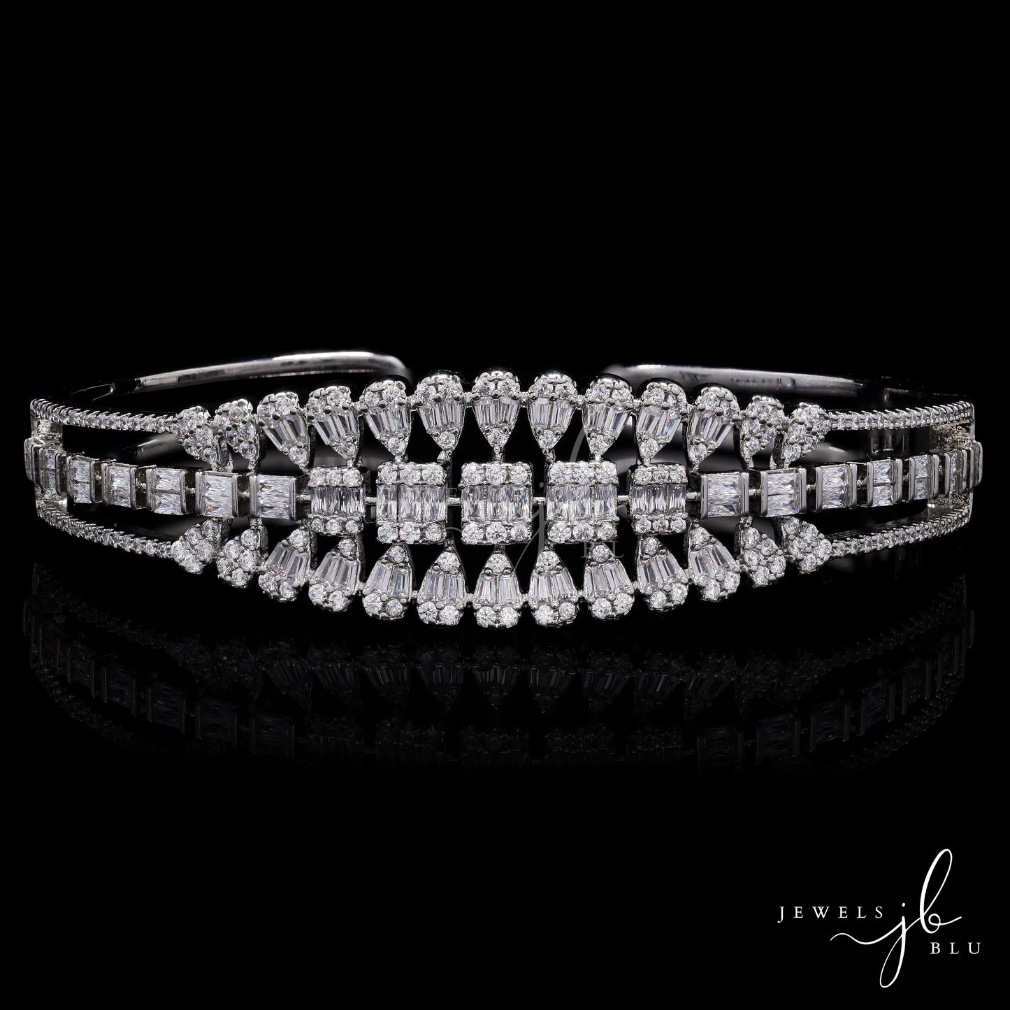 Premium American Diamond Baguette Pressure Setting Bridal Sia Openable Kada Bracelet