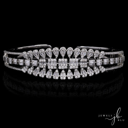 Premium American Diamond Baguette Pressure Setting Bridal Sia Openable Kada Bracelet
