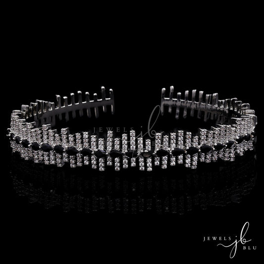 Premium American Diamond Zebra Openable Bracelet with Black Enamel Detailing