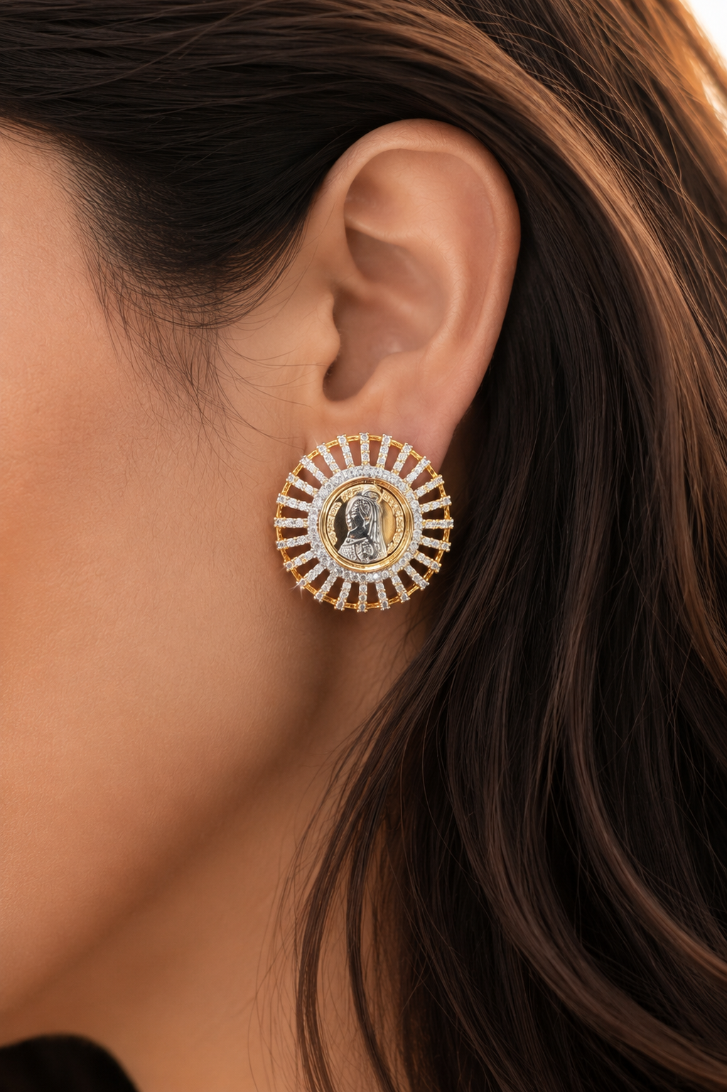 Gold Finish Ginni Gold Coin Stud Earrings
