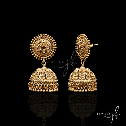 Anti Gold Finish Traditional Bellore Jhumki Earrings