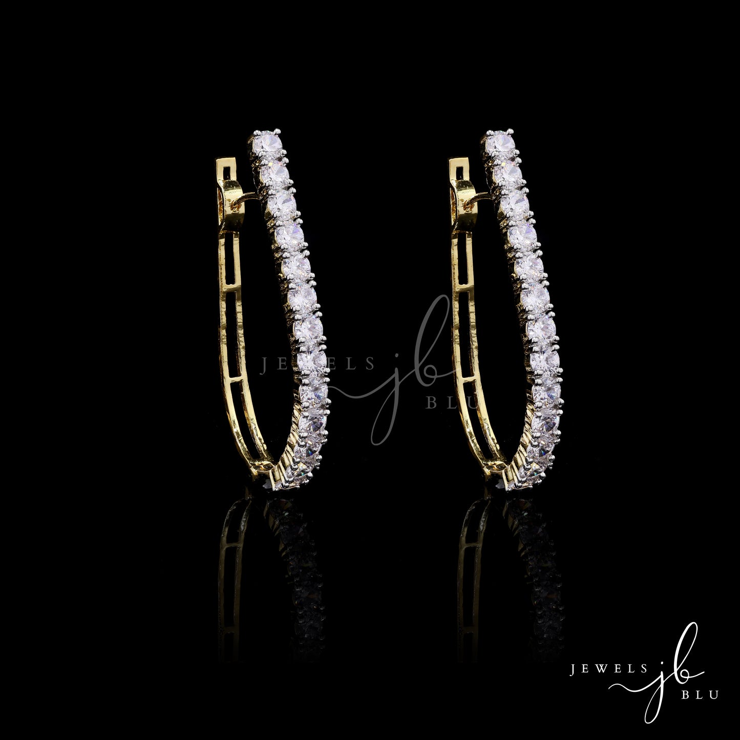 Classic Gold Finish American Diamond Hoop Earrings