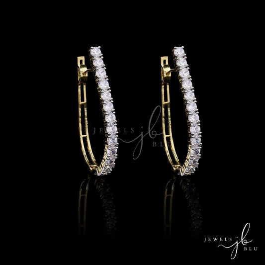 Classic Gold Finish American Diamond Hoop Earrings