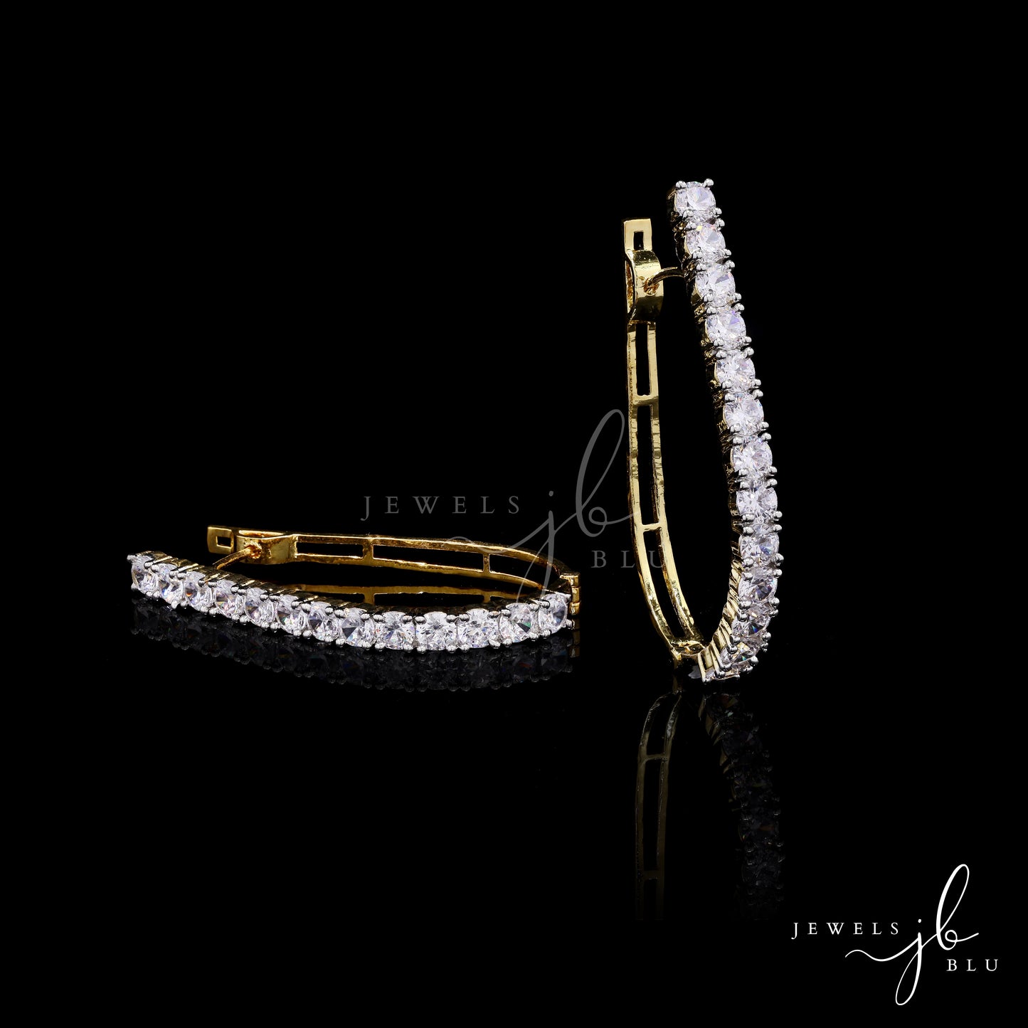Classic Gold Finish American Diamond Hoop Earrings