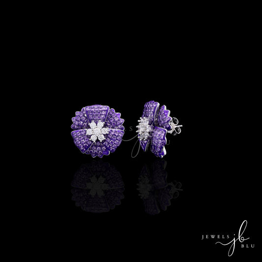 Invisible Setting Lavender Barry Floral Studs