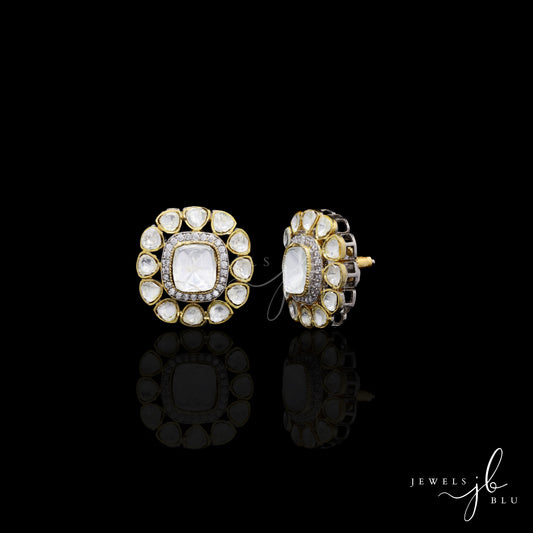 Antique Gold Finish Polki Danita Stud Earrings