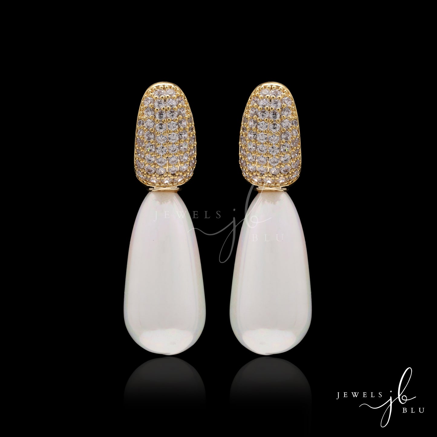 Fiorella Gold Finish Pearl Party Earrings