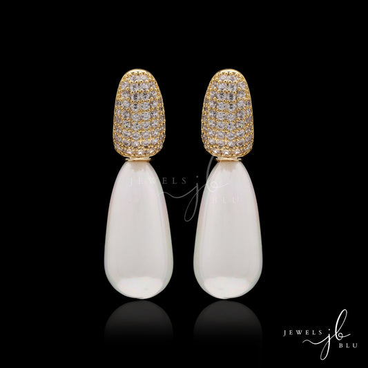 Fiorella Gold Finish Pearl Party Earrings