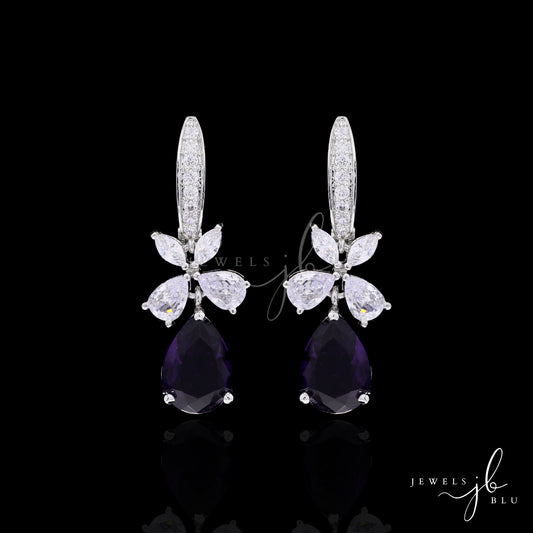 Drop Solitaire and Marquise Diamond Navy Blue Danglers