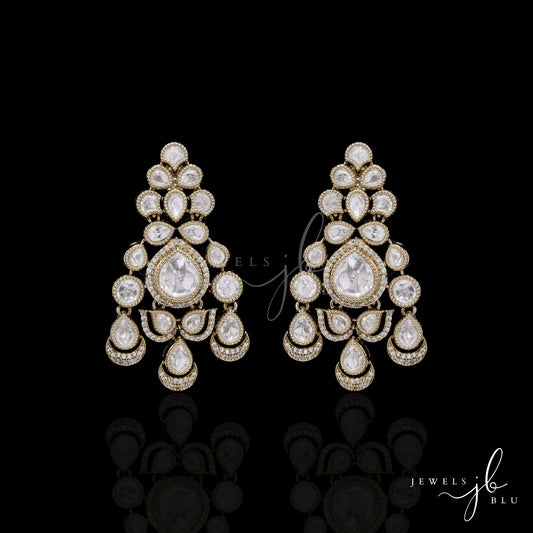 Festive Exclusive Victorian Finish Classic Moissanite Polki Meernaka Earrings