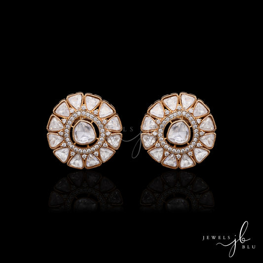Moissanite Polki Antique Gold Finish Zahara Studs