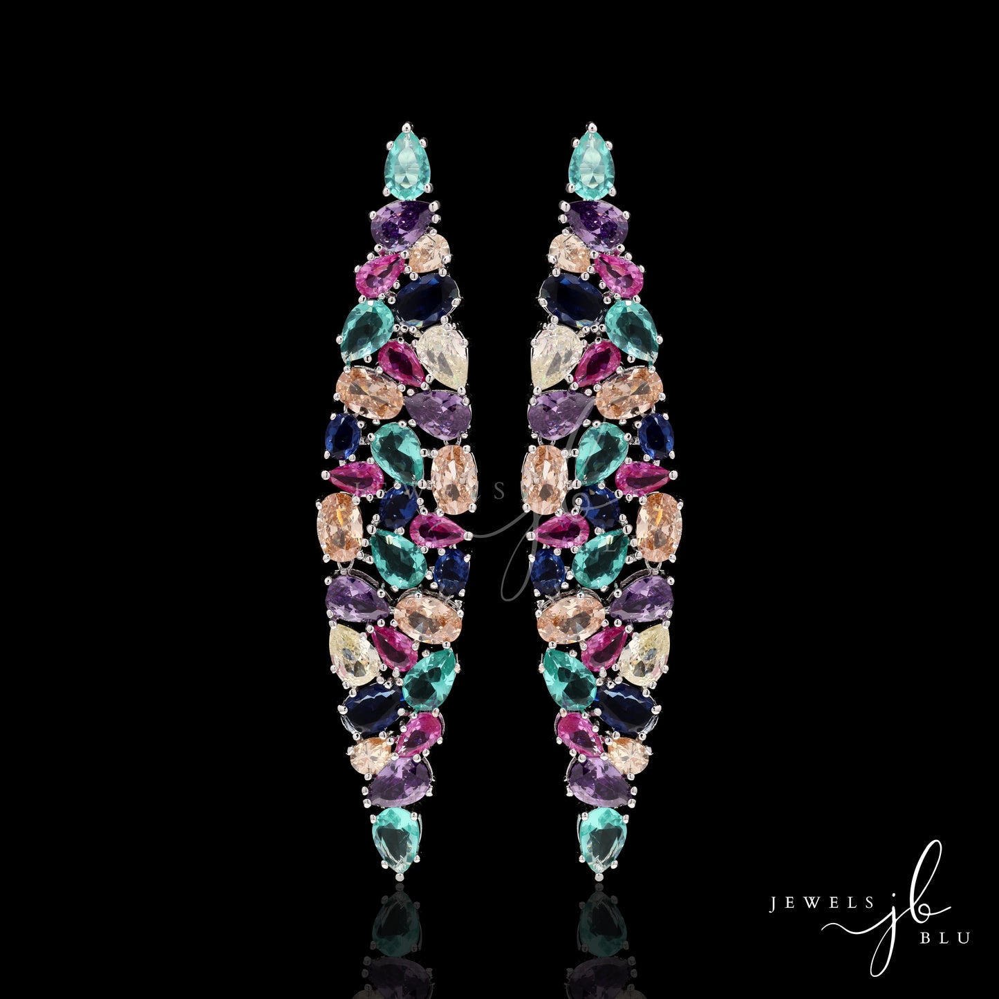 Multi Coloured American Diamond Rota Party Earrings