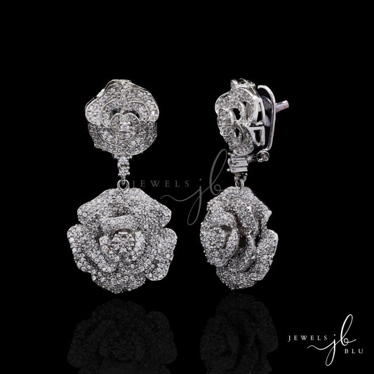 Micro Setting Double Rose Party Dangler Earrings