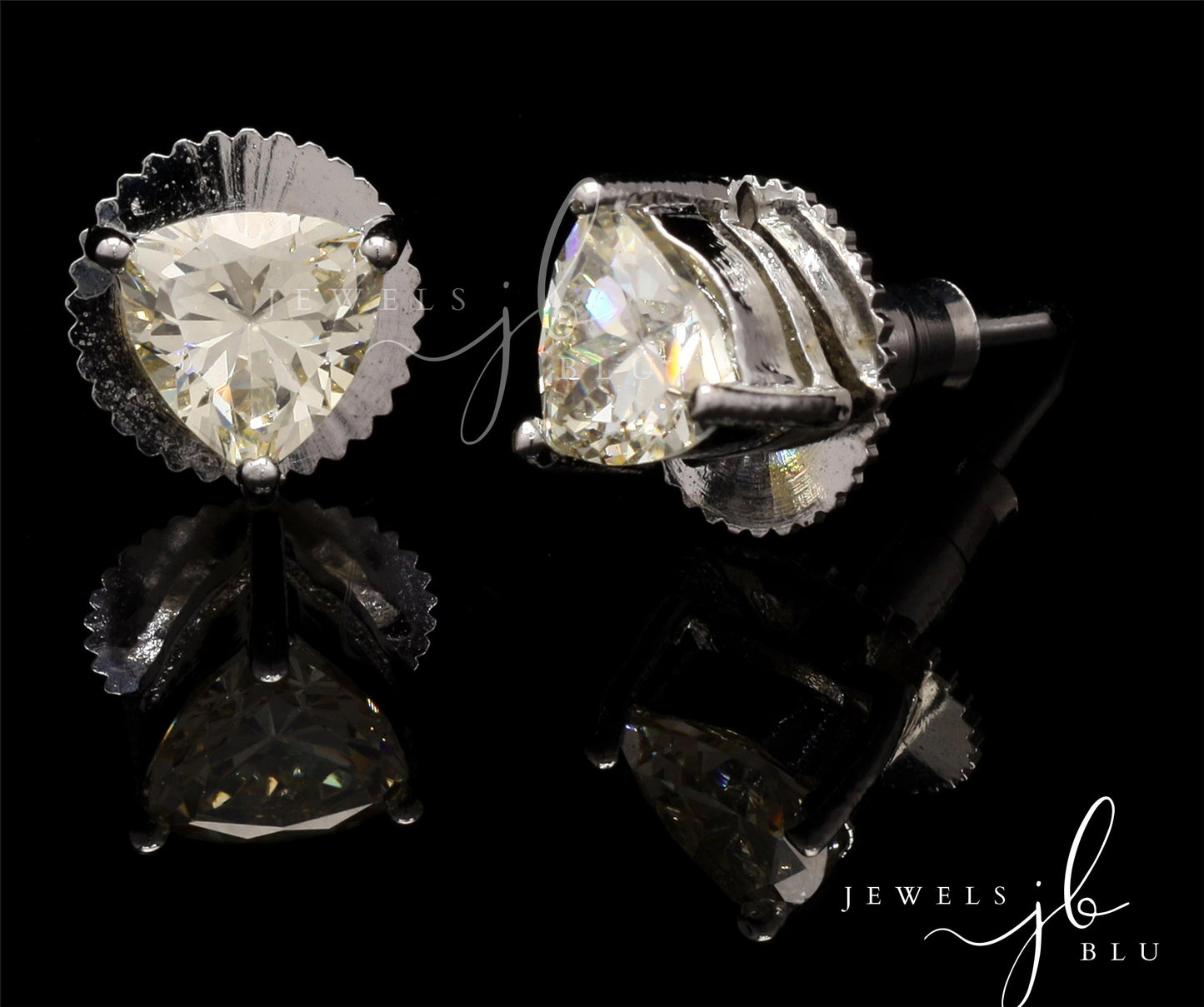 Yellow Diamond Trillion Solitaire Studs