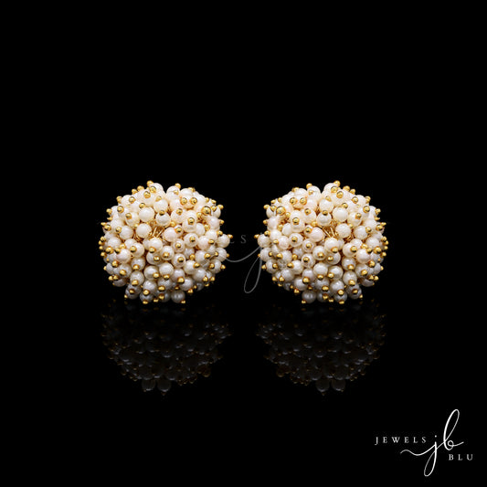 Gold Finish Pearl Guccha Traditional Studs