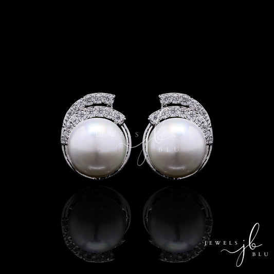 Freya Fresh Water Pearl  American Diamond Studs