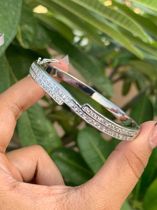 American Diamond Studded Layered Morina Bracelet in a White Gold Finish