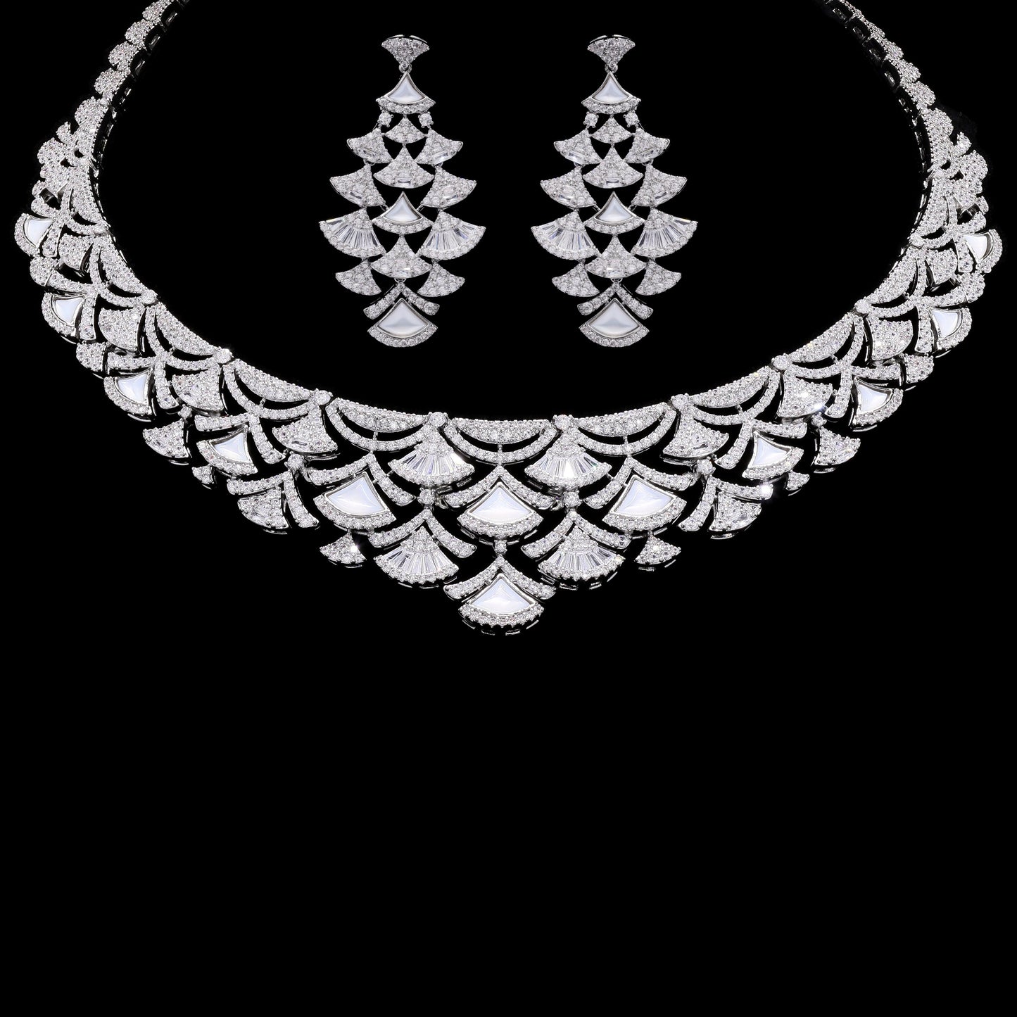 Premium Mother of Pearl Detailing Nina Necklace Set with Earrings