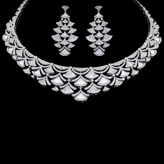 Premium Mother of Pearl Detailing Nina Necklace Set with Earrings