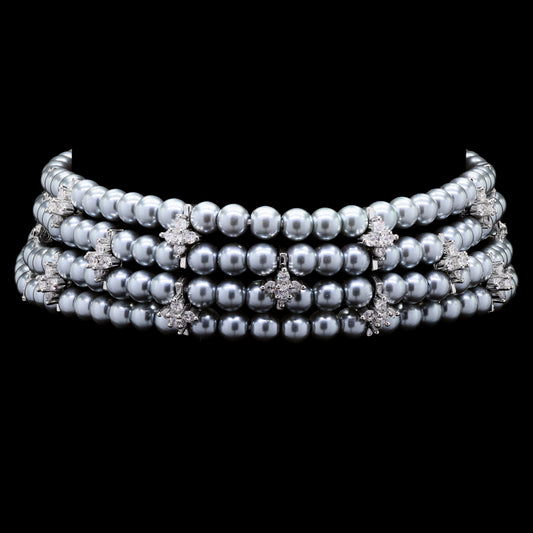 Grey Natural Fresh Water Pearl Choker Necklace for Women