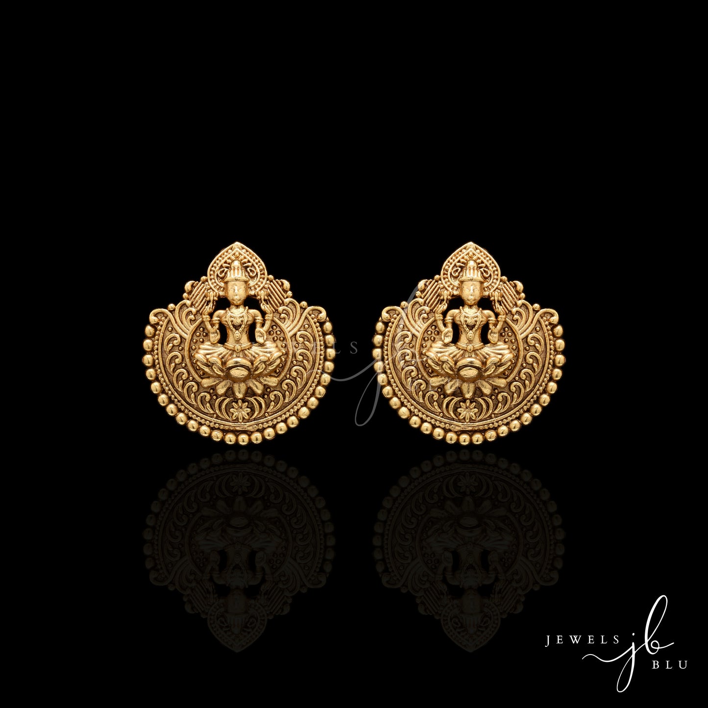 Festive Exclusive Gold Finish Hand Carved Idol Necklace Set with Earrings