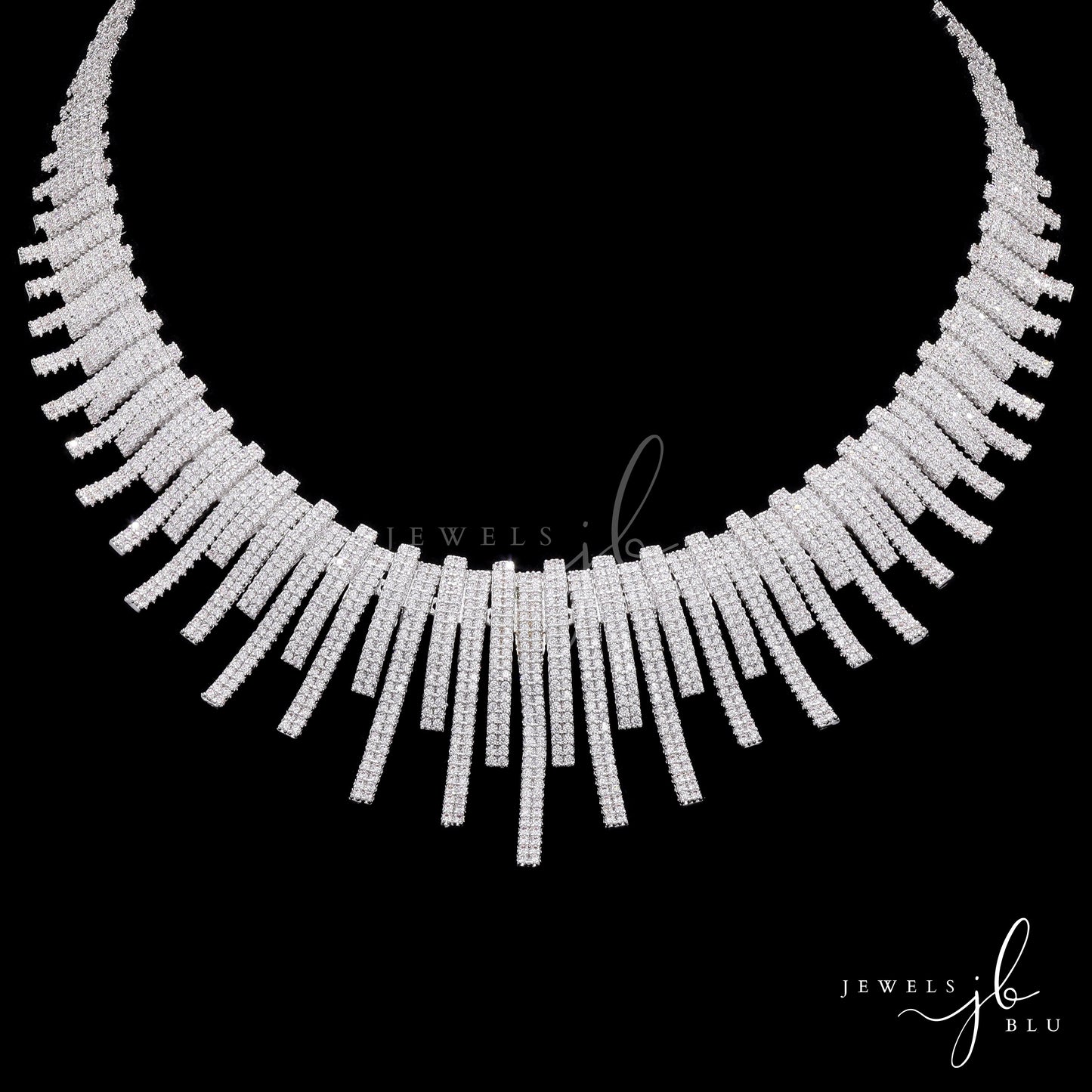 Premium Italian Micro Setting Gold Finish Delna Bridal Necklace Set with Earrings