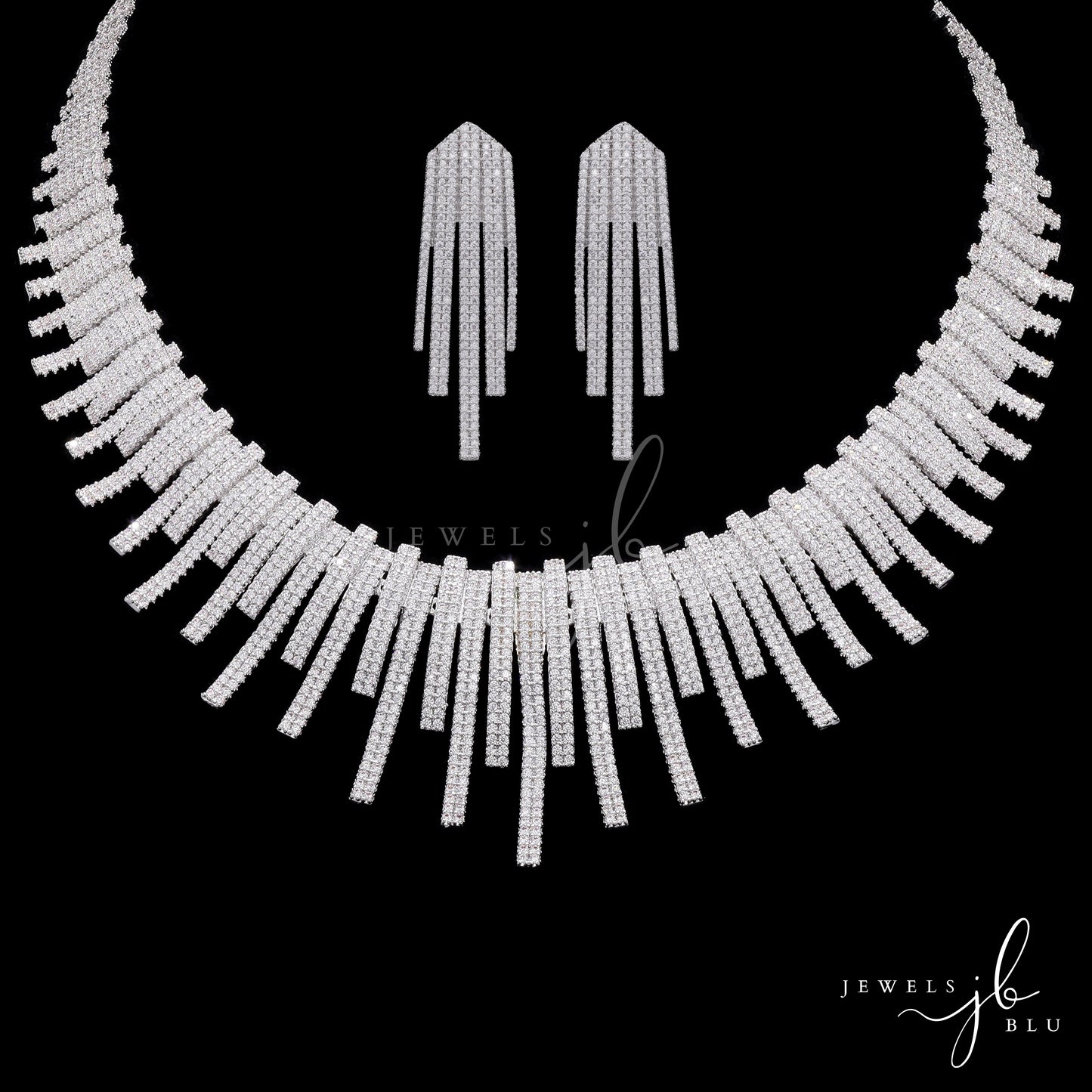 Premium Italian Micro Setting Delna Bridal Necklace Set with Earrings