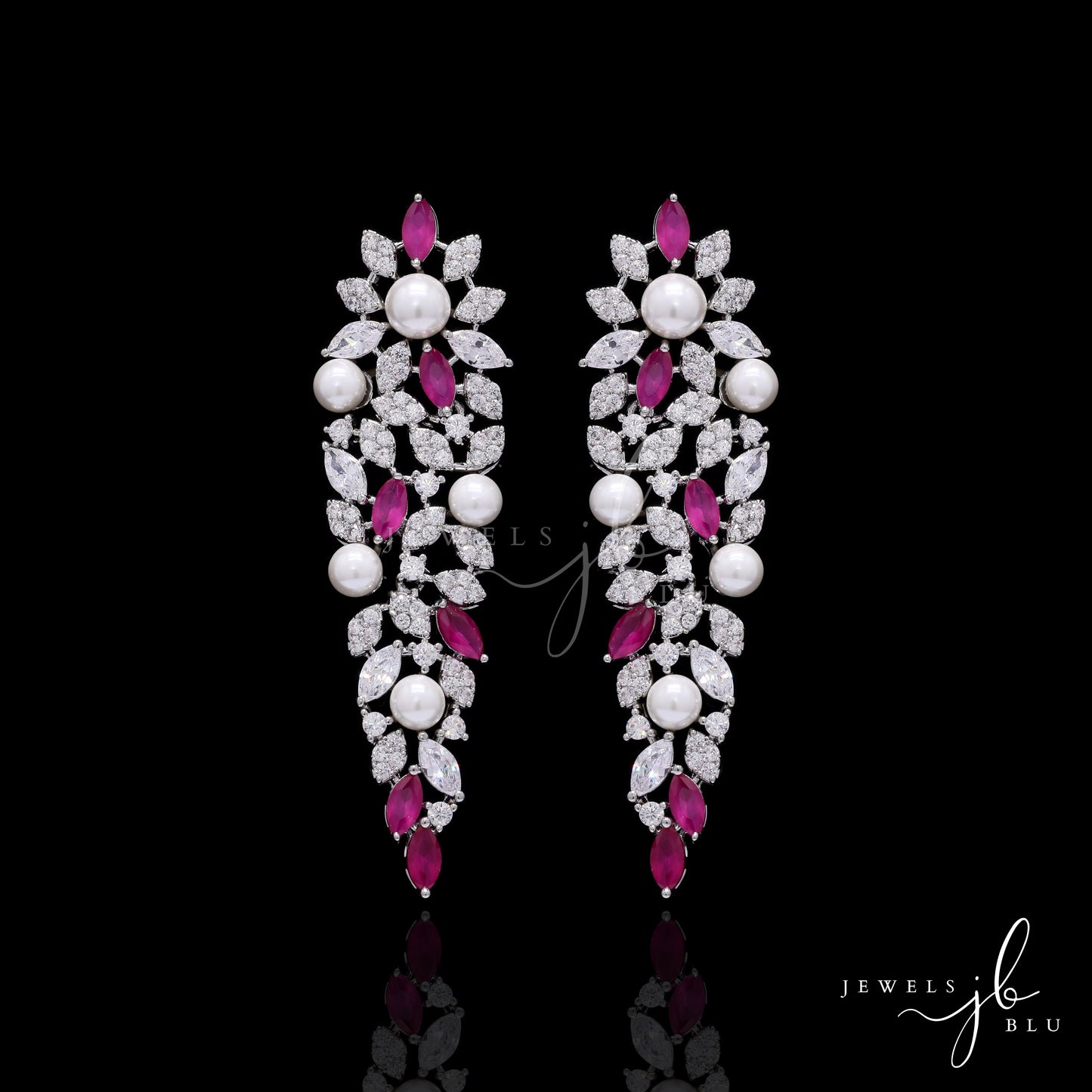 Fresh Water Pearl and Ruby Cocktail Necklace Set with Earrings