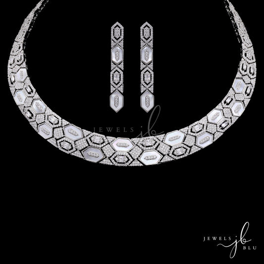 Premium Italian Setting Mother of Pearl Rihana Necklace Set with Earrings