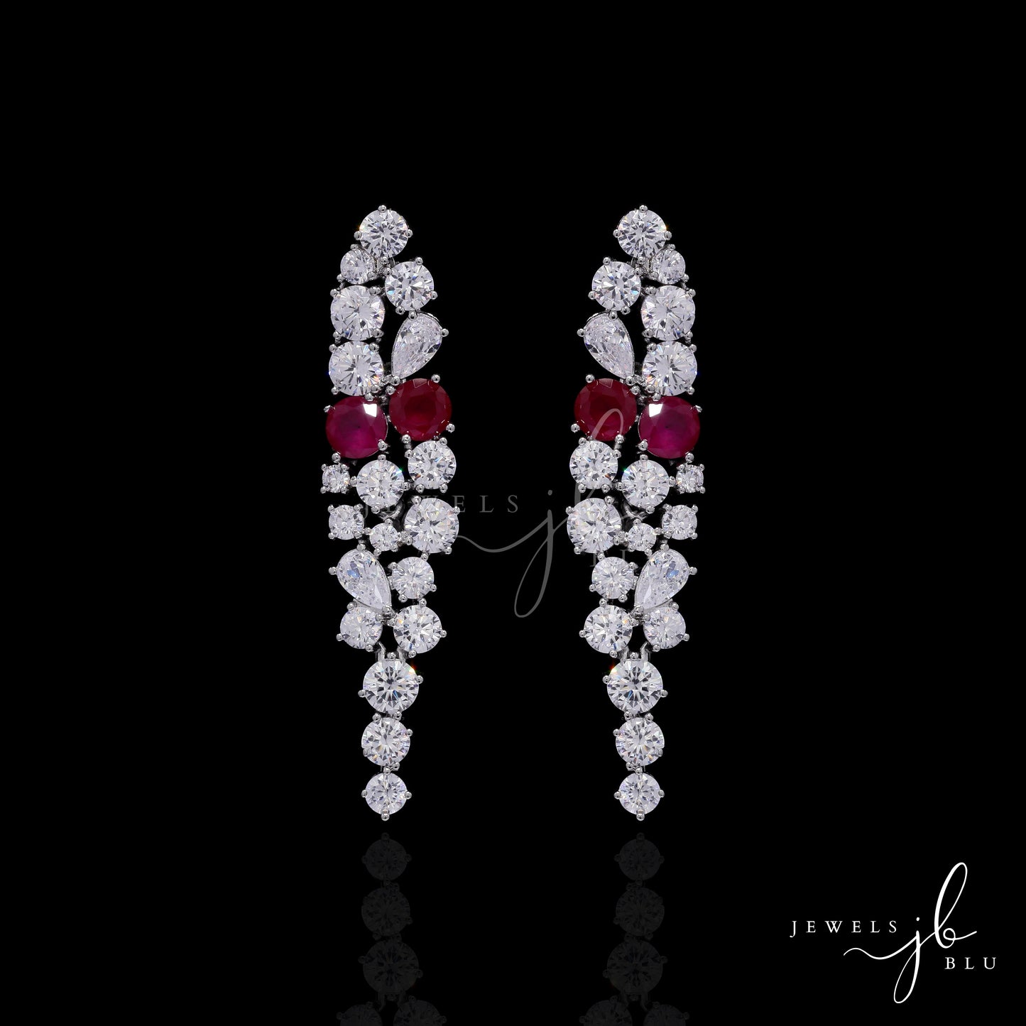 Premium Ruby and Solitaire Valetta Bridal Necklace Set with Earrings