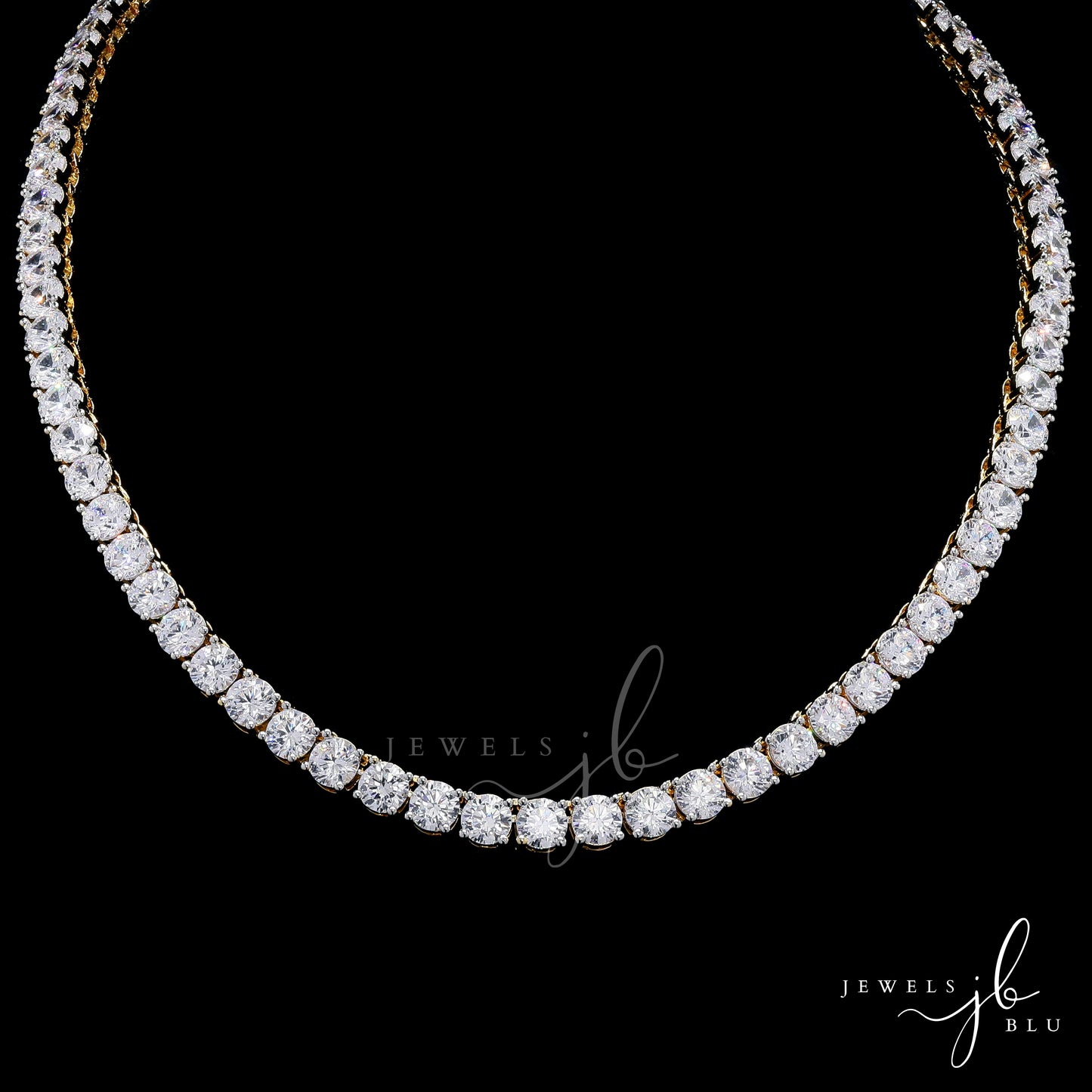 Premium 50 Pointer Gold Finish Solitaire Single Line Necklace Set with Earrings