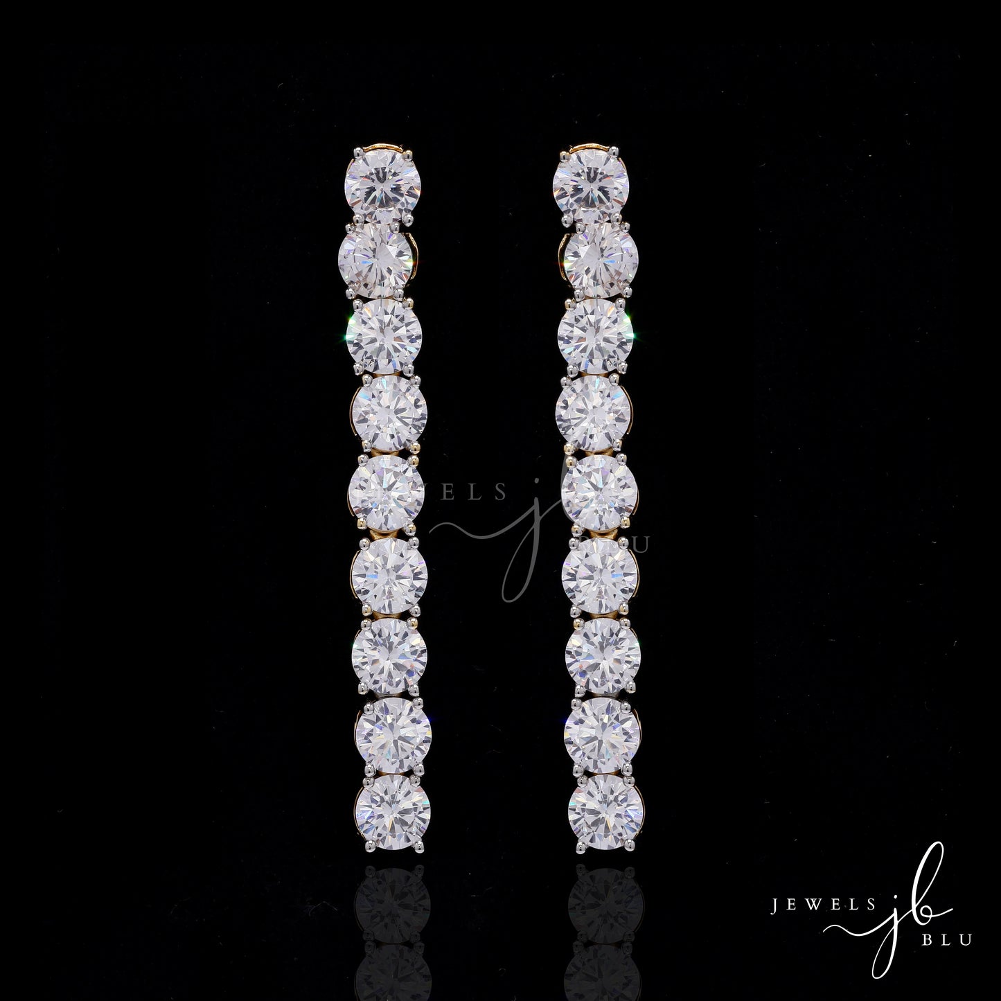 Premium 50 Pointer Gold Finish Solitaire Single Line Necklace Set with Earrings